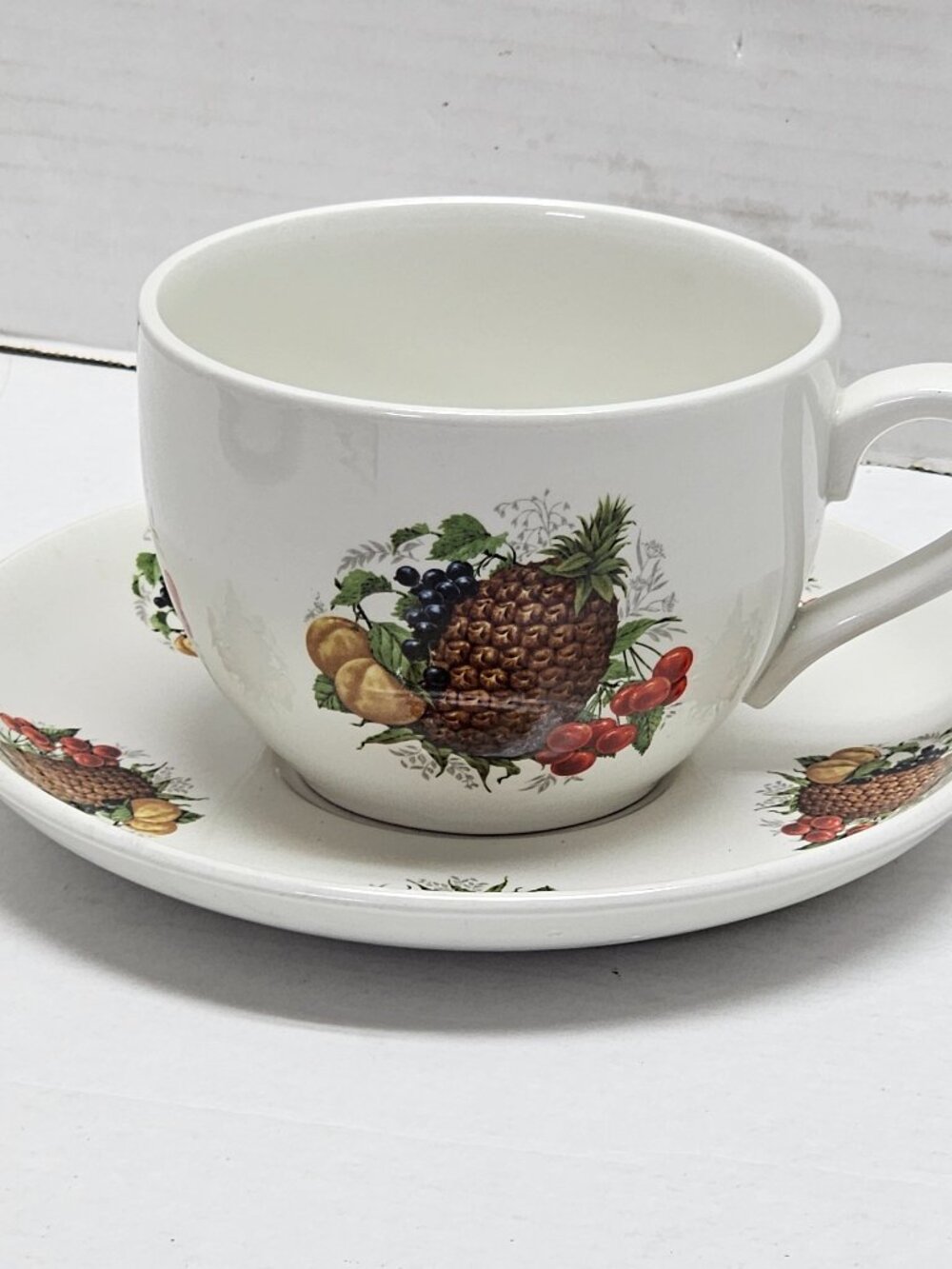 Portmeirion Pottery Made in England Fruit Large Mug /Cup & Saucer Stoke on Trent